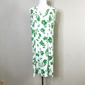 The Cat's Pajamas White Green Floral Sleeveless Nightie Night Gown Dress Size L